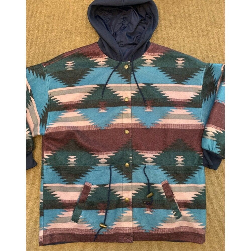 Braetan Jacket Womens One Size Southwest Aztec Reversible Nylon Flannel Hooded